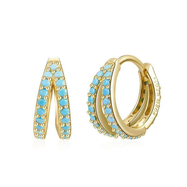 Quinn Aquamarine Hoops Earrings