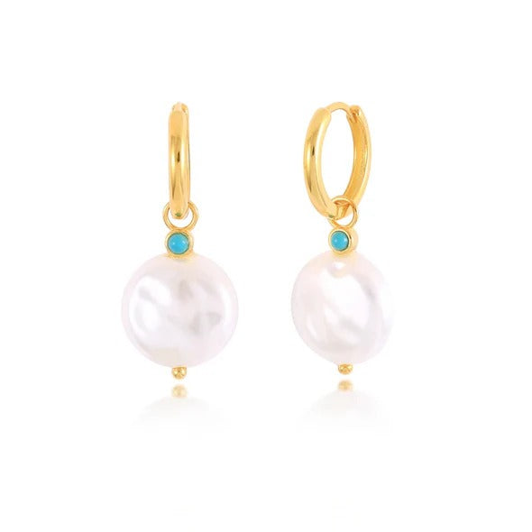 Sable Pearl Hoops Earrings